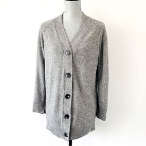 Sezane Elegant Gray Yak Wool Cardigan sz M Quiet Luxury Minimalist Casual Chic